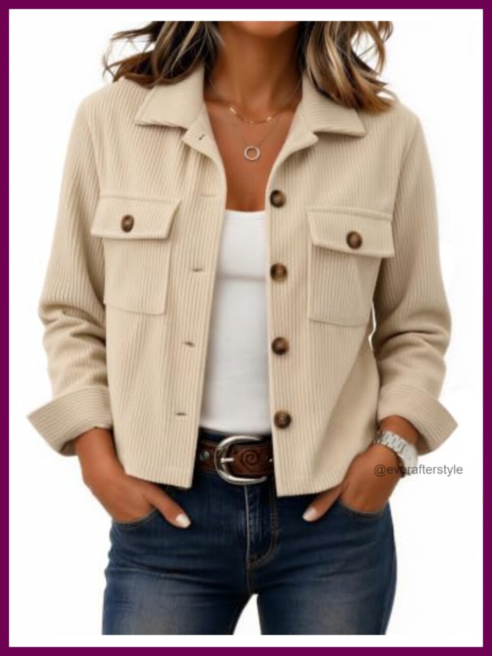 Corduroy Cropped Button-Down Jacket